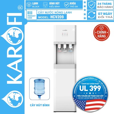 [CHÍNH HÃNG 100%] Cây nước nóng lạnh Karofi HCV209, Cây Hút Bình, Làm Lạnh Block, Bảo Hành Chính Hãng 24 Tháng Tại Nhà
