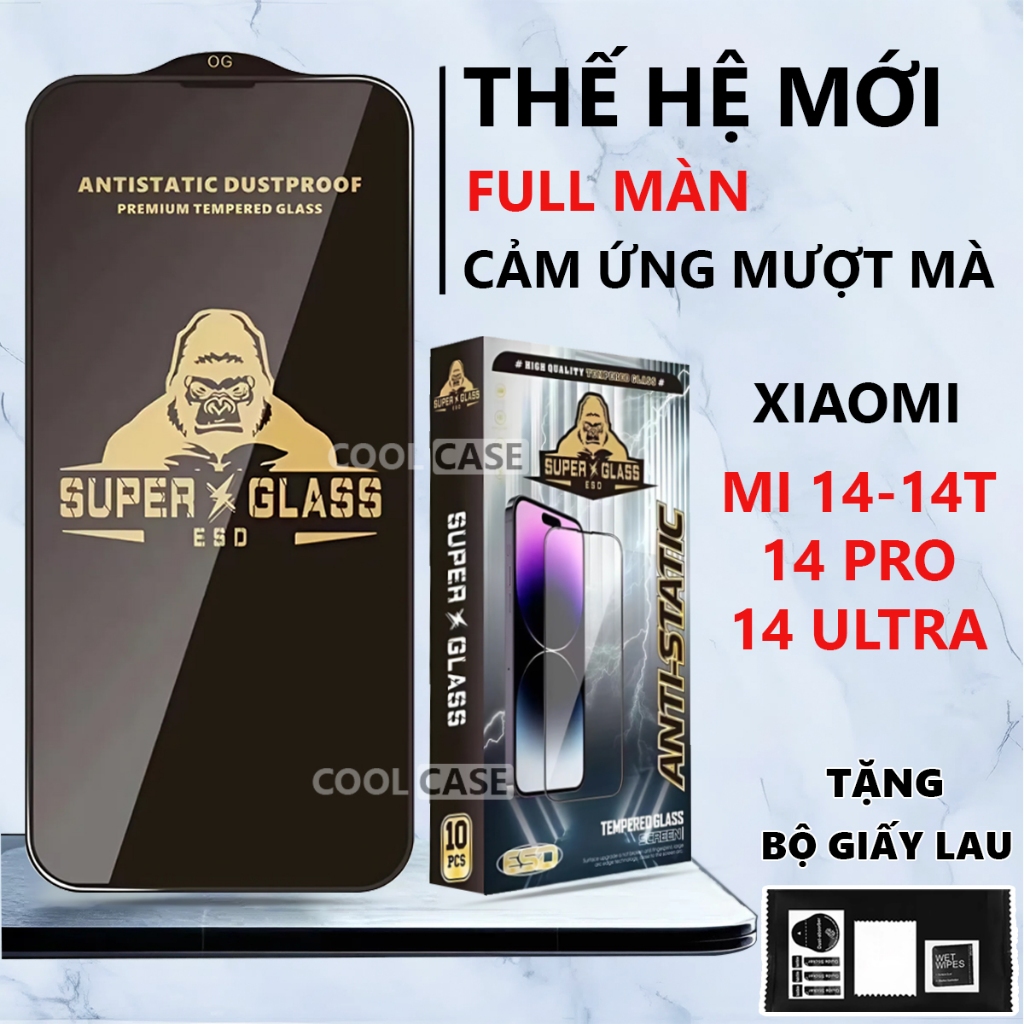 Kính cường lực cao cấp Xiaomi 14/ 14T/ 14T Pro/ 14 Ultra cảm ứng mượt mà, full màn-Cool Case