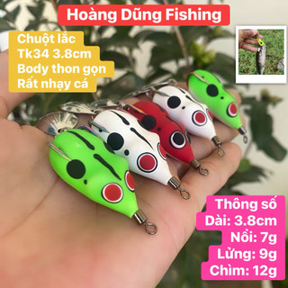  Nhái hơi Chuột lắc TITAN 3.8cm. Action chuẩn thu hút cá body thon gon cực nhạy cá 