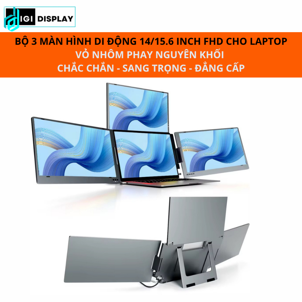 Bộ Ba Màn Hình 14" 16:9 100%sRGB  x 3 - Three Foldable Sreen Cho máy tính Laptop Mac/Windows