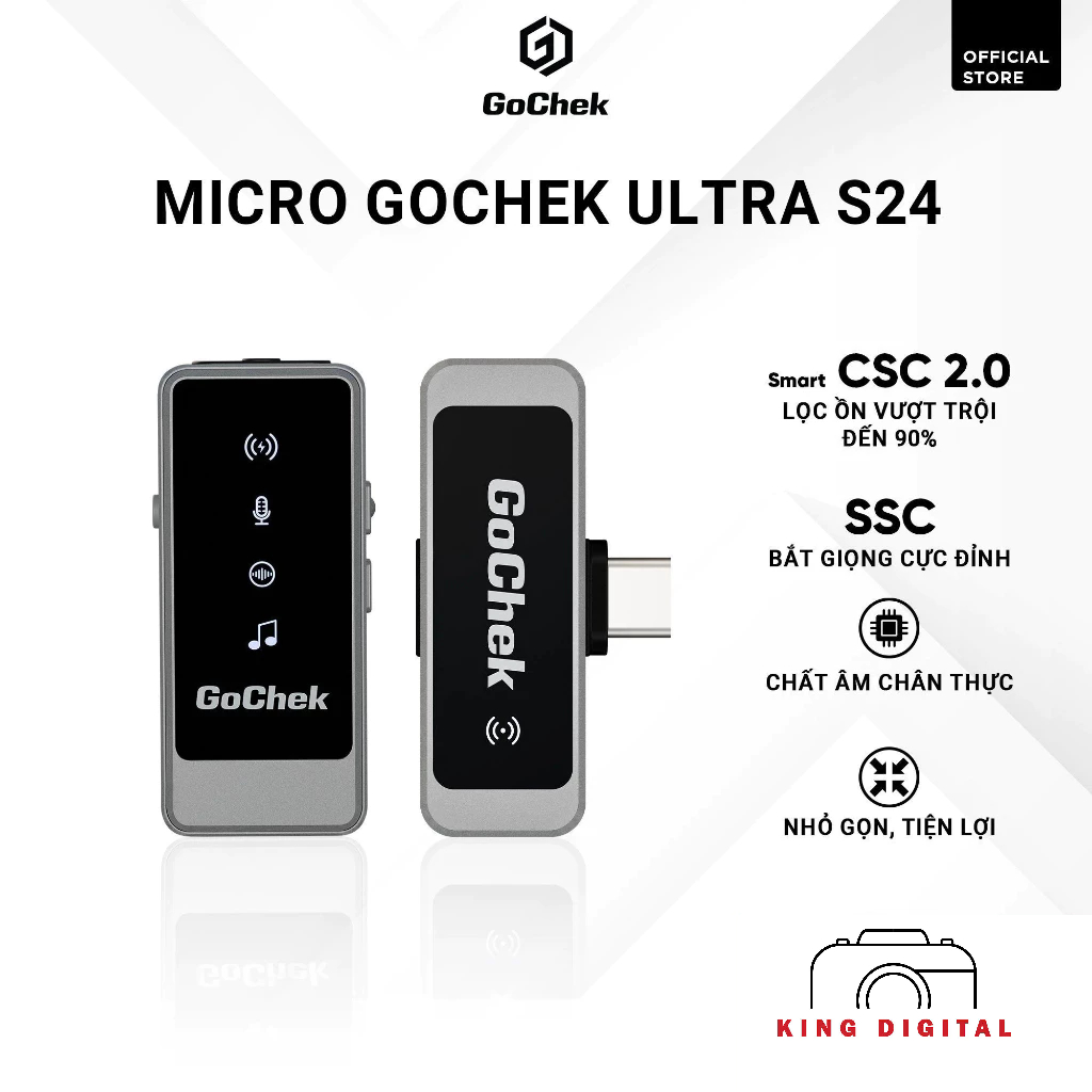 Micro thu âm không dây GoChek Ultra S24 - Bộ 1 Mic không Kèm Hộp Sạc