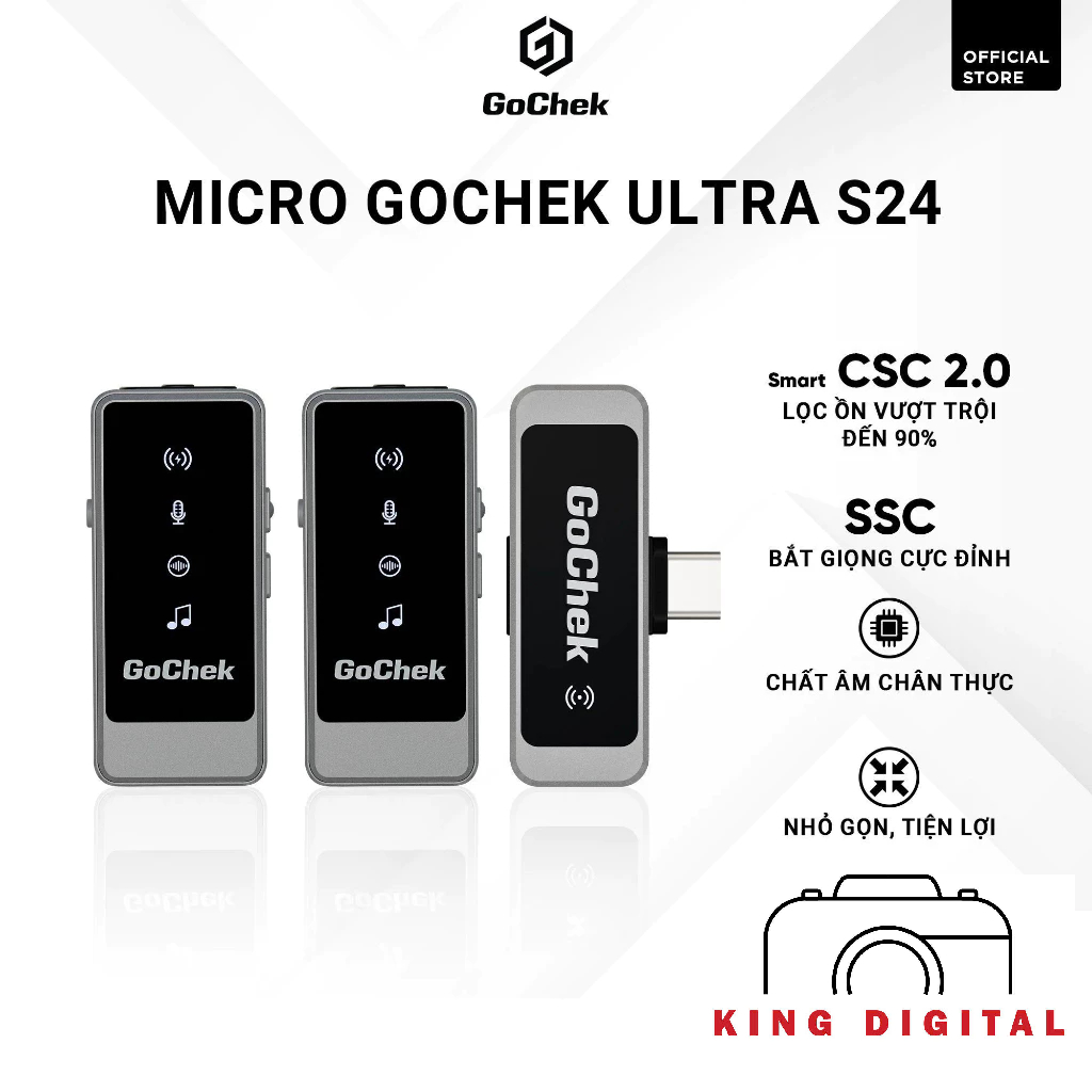 Micro thu âm không dây GoChek Ultra S24 - Bộ 2 Mic không kèm hộp sạc