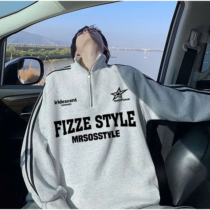 Áo Sweater Polo FIZZE Form Rộng Phong Cách Unisex Nam Nữ Đều Mặc Được Chất Vải Nỉ Cotton Siêu Đẹp Có