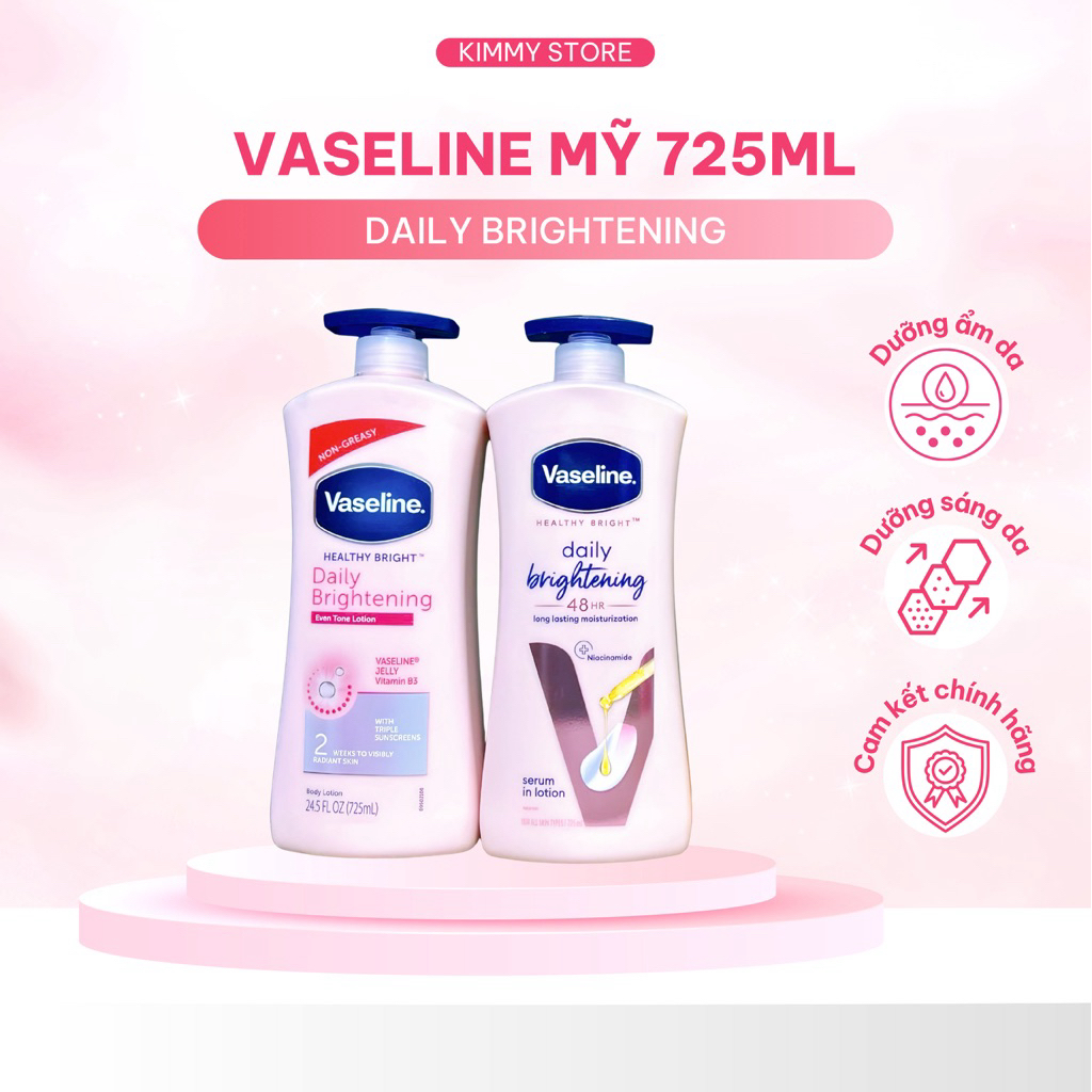 MẪU MỚI Sữa dưỡng thể trắng da Vaseline Healthy Bright Mỹ 725ml Daily brightening