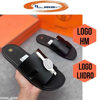  Dép nam LLIDRO chính hãng. Dép HM quai ngang mặt da cao cấp đế chống trơn size 38->43 HM DEN 
