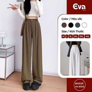   DEAL MỞ BÁN  Quần ống rộng nữ dáng suông cạp cao chất vải Gold Hàn cao cấp FB01 EVA BIGSIZE 