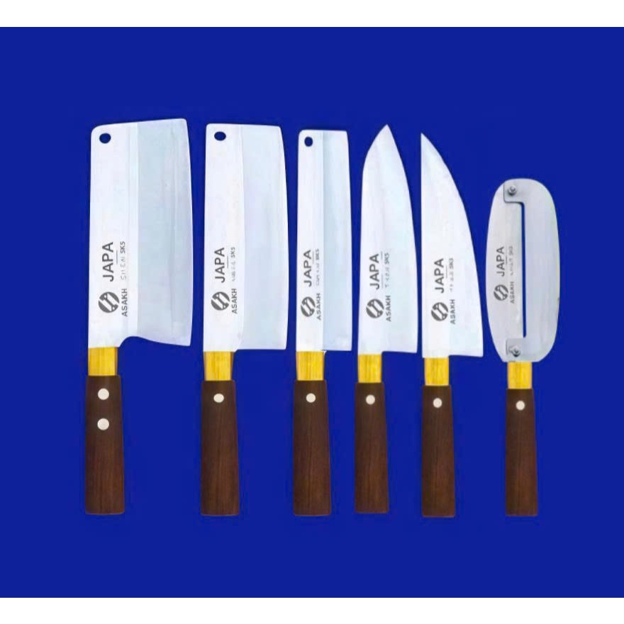 MK027 [ Được Xem Hàng ] Bộ 6 Dao CÁN MUN Thép Nhật Không Gỉ Chặt Xương Thái Lọc Bầu Gọt Hoa Quả