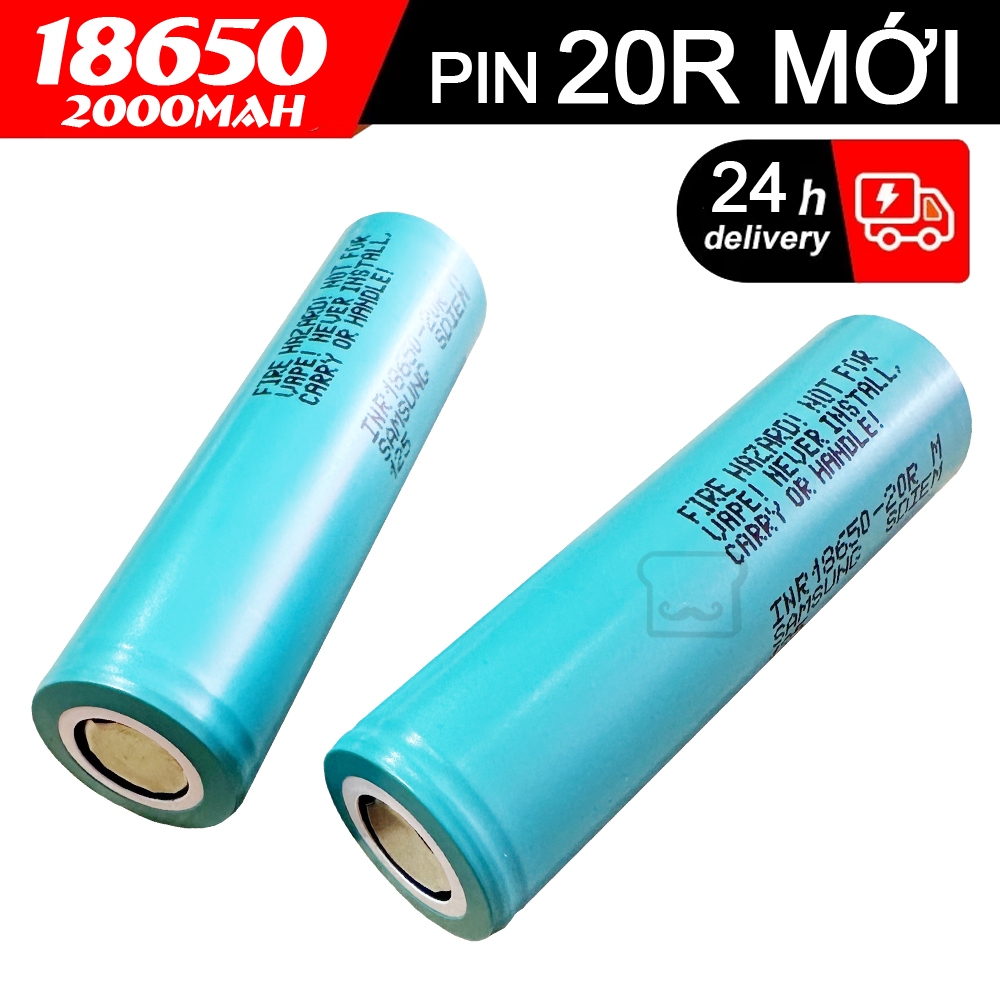 Pin 18650 Samsung 20R mới 2000mah 3.7V 20A Sản xuất tại Hàn Quốc Chính hãng