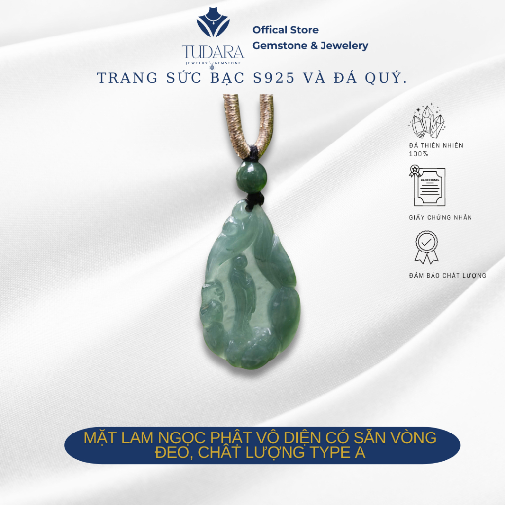 Mặt Phật vô diện lam ng.ọc tự nhiên mix dây dù đeo cổ, đeo cho cả nam và nữ, có kiểm định đi kèm.