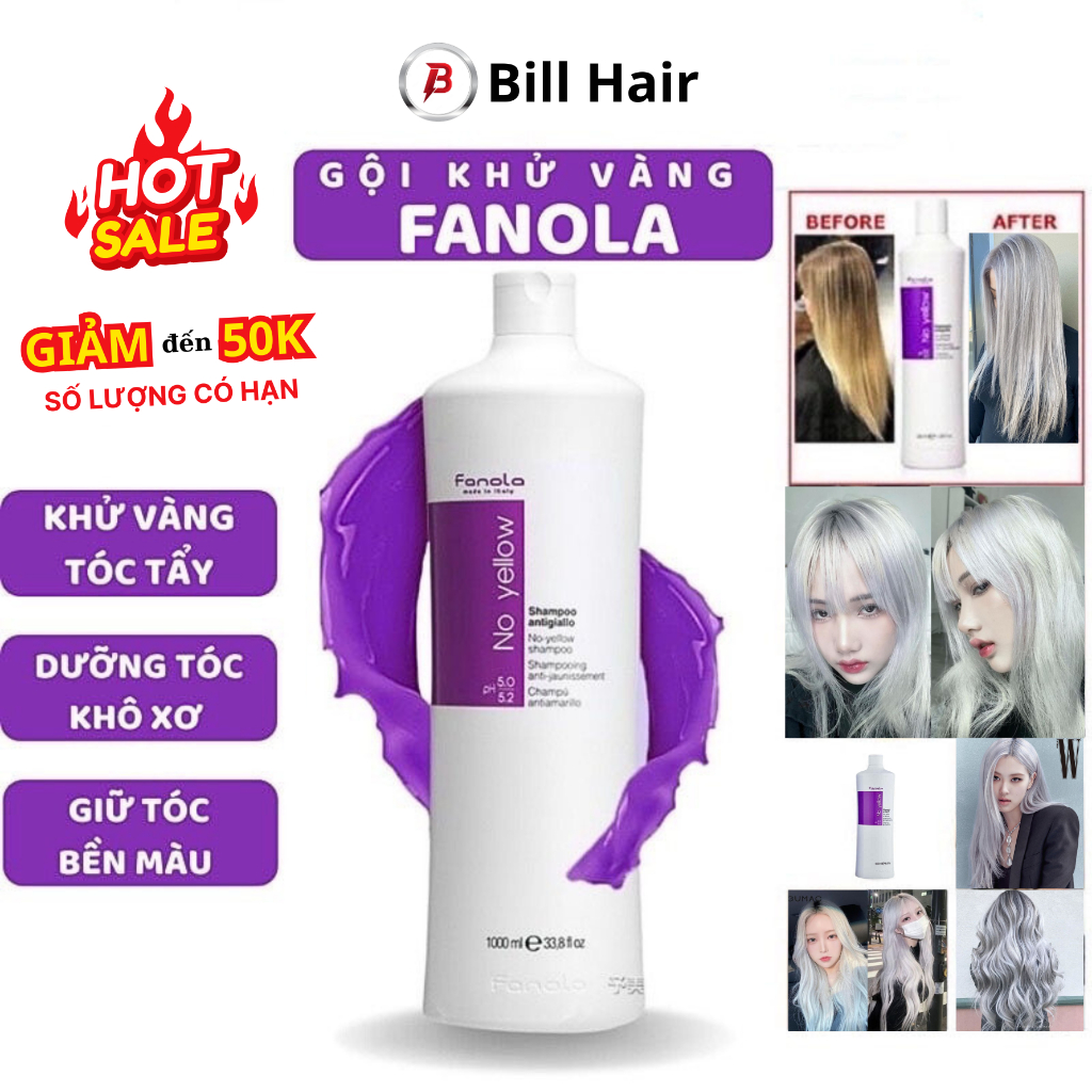  Dầu gội tím FANOLA NO YELLOW dầu gội khử vàng và giữ màu dành cho tóc tẩy | Bill Hair Billhair 