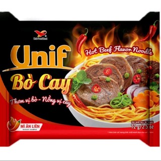 combo 2thùng mì unif hương vị bò cay (thùng 30gói) đậm vi thơm ngon từ nước súp thịt bò hầm cho sợi mì day ngon đọc đáo