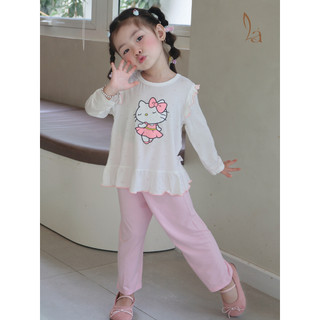  Bộ dài tay cho bé gái 95% sợi sồi Modal Ice Cool Lá Homewear A330 đồ ngủ cho bé hình kitty kuromi melody cinnamoroll 