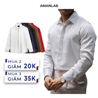 [UPDATE MÀU MỚI] Áo sơ mi dài tay kiểu sọc, vải cotton spandex, form regular Pinstripe Noir  AMANLAB