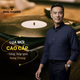 Áo sơ mi caro nam trung niên THÁI KHANG áo sơmi dài tay vải lụa co giãn mềm mịn form classic ATK49