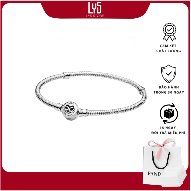 Vòng tay bạc LYS S925 Moments Heart Infinity Clasp Snake Chain PAN5009 Fullbox