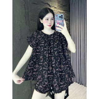 Đồ bộ tole lanh dành cho NỮ Quần đùi áo tay cánh dơi hàng F21 chất tole 2 da, mặc nhà mát mẻ thấm hút mồ hôi