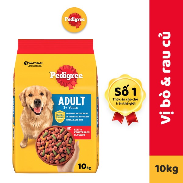 Thức Ăn Dạng Hạt Khô Cho Chó Lớn PEDIGREE Vị Bò Và Rau Củ 10kg