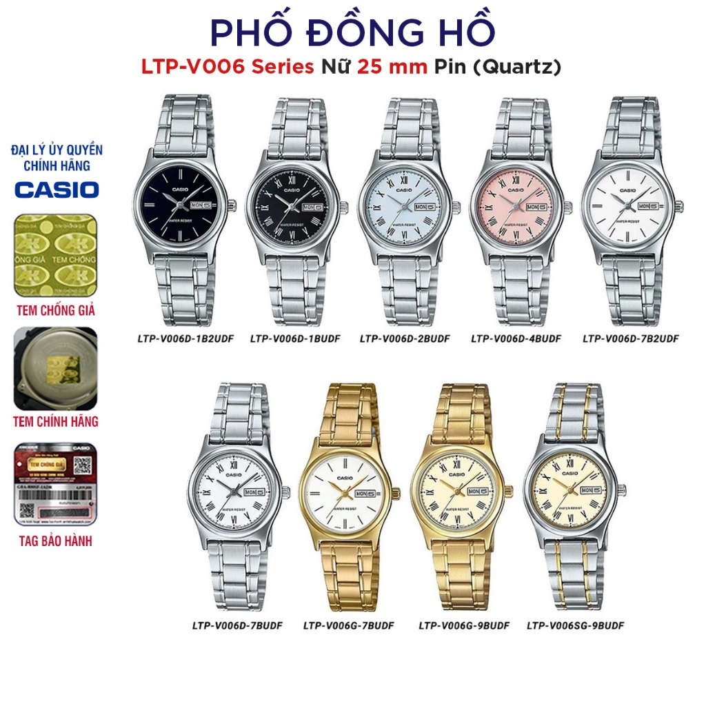 Đồng hồ nữ dây kim loại chính hãng Casio Anh Khuê Series LTP-V006
