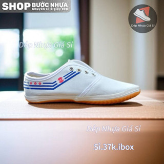 Giày Bata Tàu Thể Thao Trắng Đế Vàng - Size 28-43 - Đế Cao Su Bệt 1cm - Phù Hợp Học Sinh, Đồng Phục