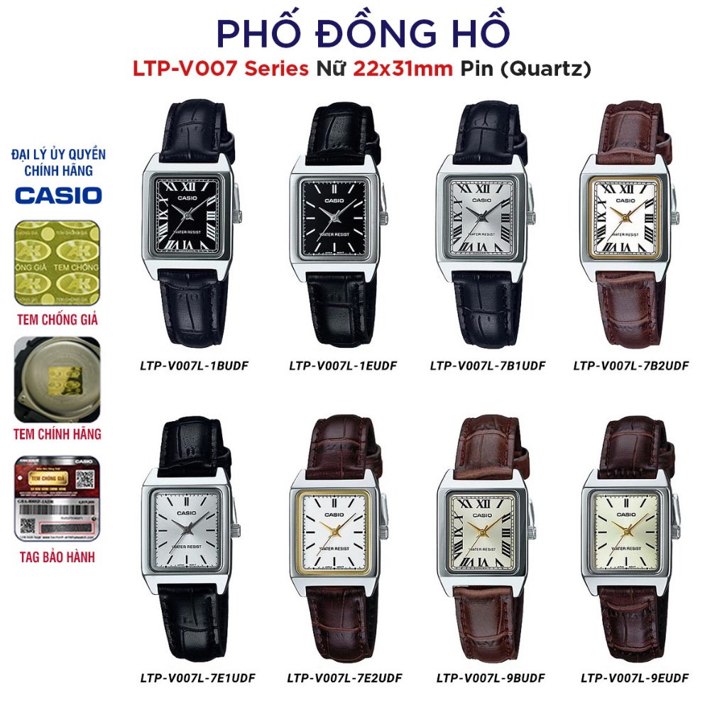Đồng hồ nữ dây da chính hãng Casio Anh Khuê Series LTP-V007