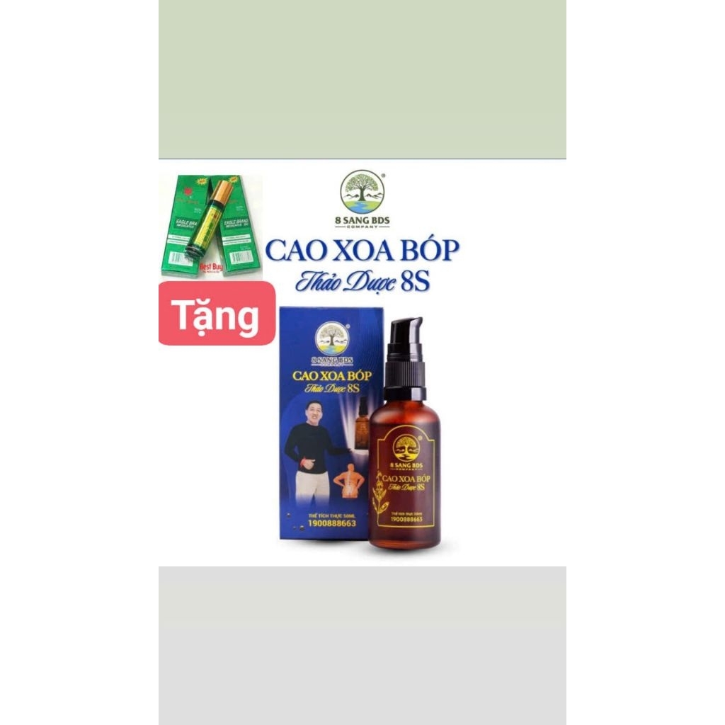 TẶNG như hình  -Cao Xoa Bóp Thảo Dược 8S 8 Sang BDS (50ml) cải thiện đau nhức cơ xương khớp