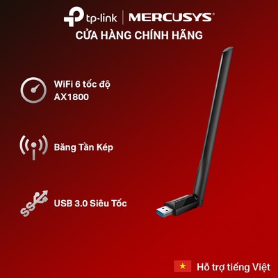 USB Wi-Fi 6 TP-Link Archer TX35U Plus AX1800 | Kết Nối Hai Băng Tần, 2 Ăng-ten Hiệu Suất Cao, Chuẩn USB 3.0, Độ Trễ Tấp