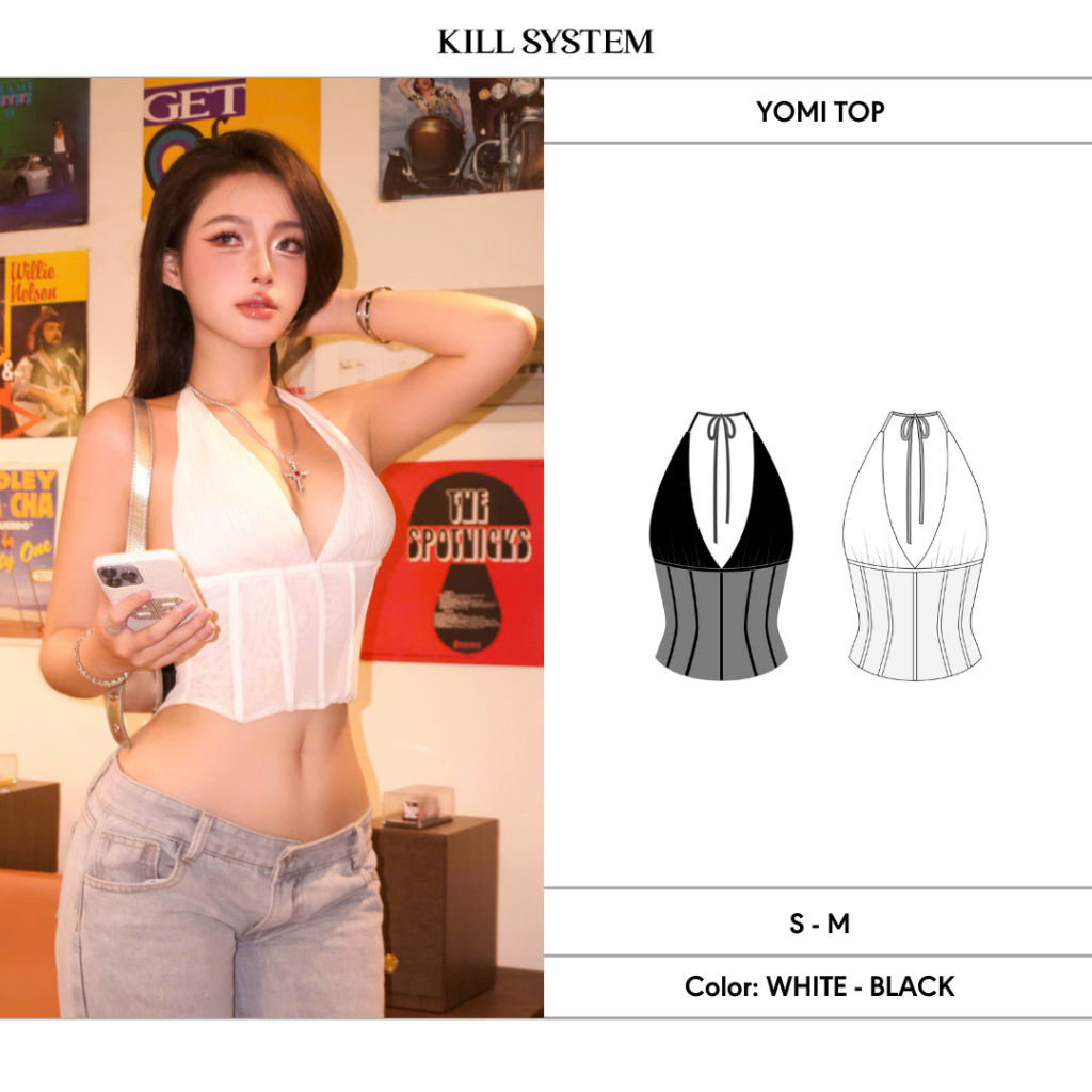 Áo yếm ôm body tôn dáng YOMI - 𝐊𝐈𝐋𝐋 𝐒𝐘𝐒𝐓𝐄𝐌
