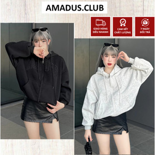 Áo Khoác Hoodie Zip Form Boxy Amadus  - Áo Hoodie Amadus Thêu Đắp Màu Nam Nữ Tay Phồng 2025