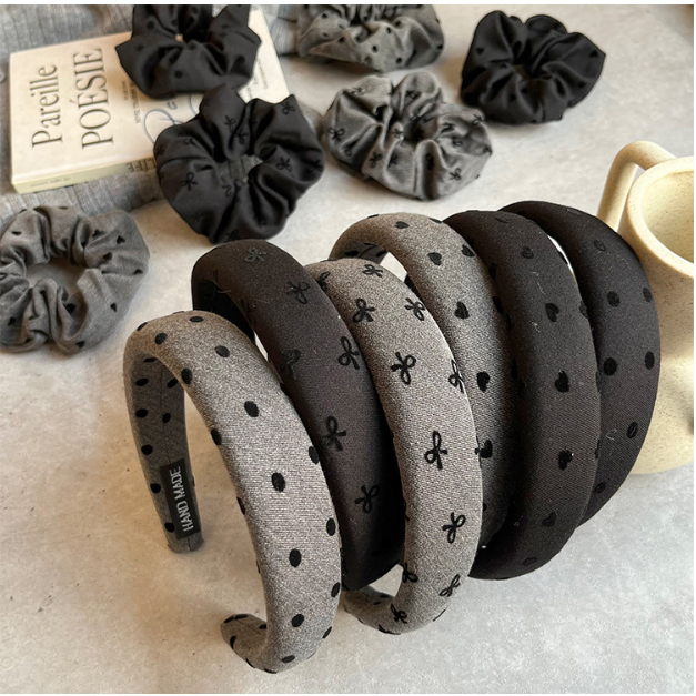Bờm Cài Tóc Nơ Đen Nơ Xám - Băng đô màu đen và Xám