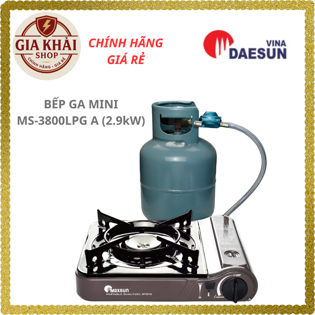 Bếp Ga Mini 2 Chiều Maxsun MS-3800LPG A - Công Suất 2900W, Phủ Sứ Cao Cấp - Hàng chính hãng - Bảo Hà