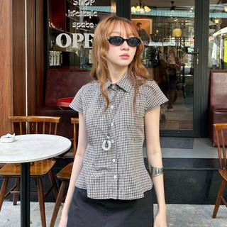  Áo sơ mi nữ ngắn tay Golin Miều Est.2013 caro áo sơ mi nữ công sở phối đồ đi học đi chơi 