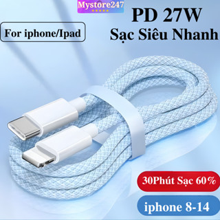 Dây sạc bọc dù 20w siêu bền dài 1m-2m-3m sạc nhanh 20w dùng cho ip chân tc to ip