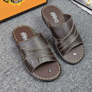 Xả Xả Xả Dép Quai Ngang Nam DONAVY Cao Cấp, Hàng May FULL Quai Chắc Chắn Bao Đi Nước (Đen + Bò) D.OG