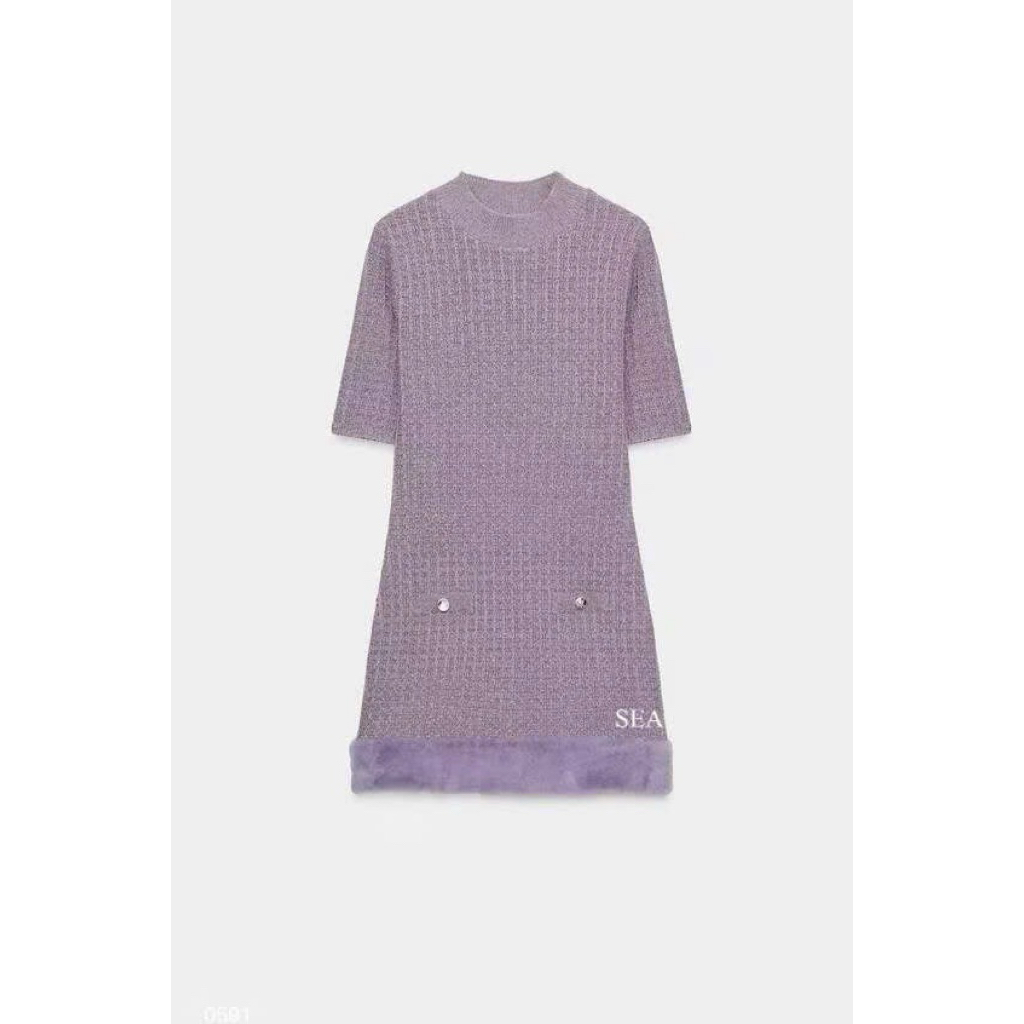 VÁy Body Len Tím Phối Lông Zraa