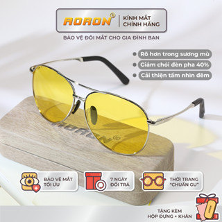 Kính Phân Cực Nam AORON Tròng Vàng Chuyên Dụng Đi Đêm Giúp Giảm Lóa Đèn Xe Cản Gió Bụi - THV1