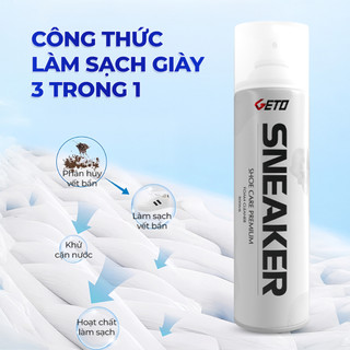 Chai xịt tạo bọt vệ sinh giày Sneaker Geto cao cấp, làm trắng giày, giặt khô giày