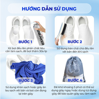 Chai xịt tạo bọt vệ sinh giày Sneaker Geto cao cấp, làm trắng giày, giặt khô giày