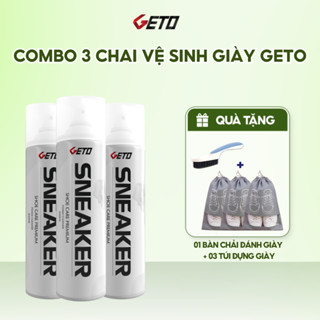 Combo 3 chai xịt tạo bọt, giặt khô vệ sinh giày Sneaker Geto cao cấp loại bỏ vết bẩn, khử mùi hôi