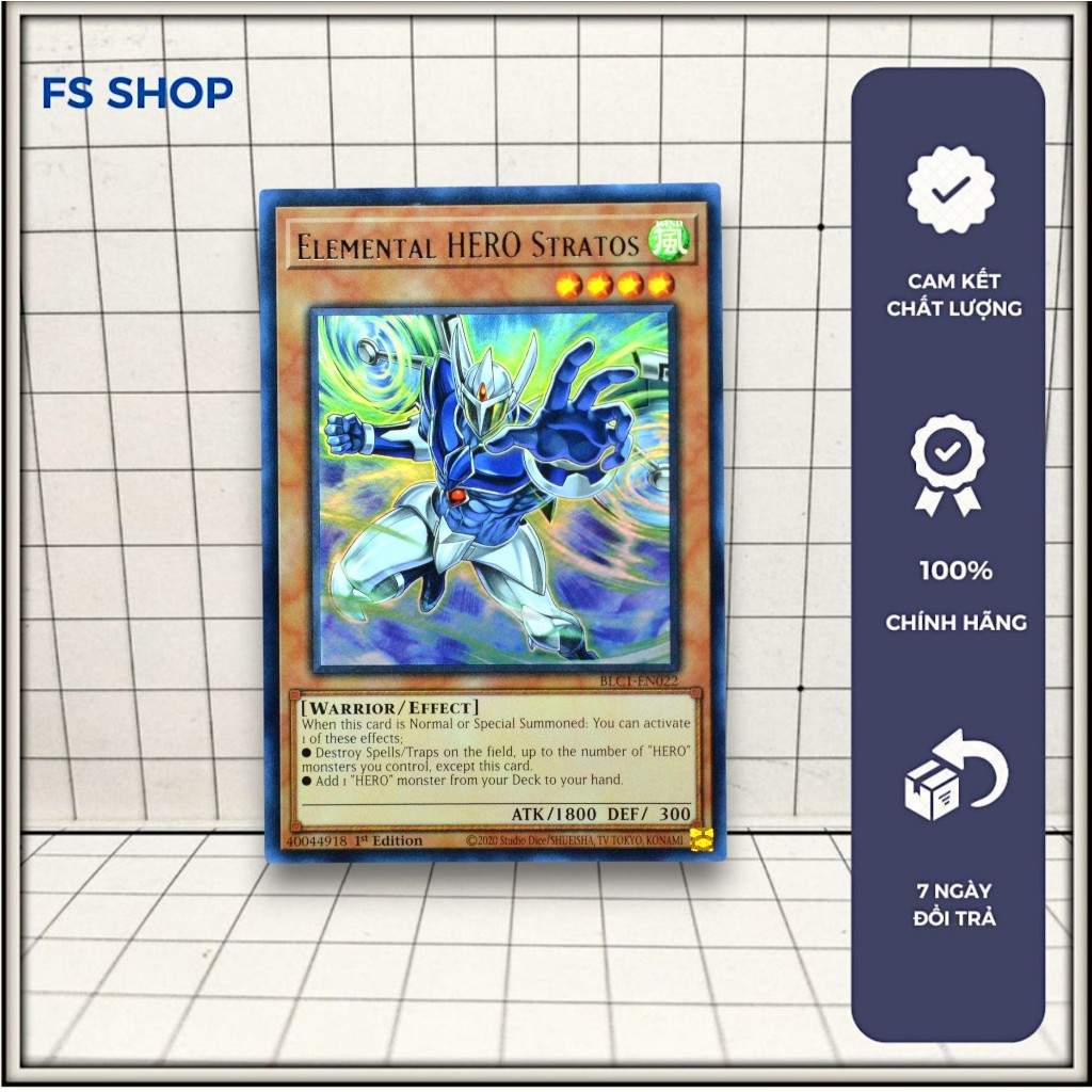 [FS Shop] Thẻ Bài Yugioh Chính Hãng Elemental HERO Stratos (Alternate Art) – Silver Ultra Rare