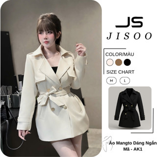 Áo khoác măng tô nữ dáng ngắn kèm đai vải kaki hai lớp form hàn quốc phong cách trẻ trung sang trọng AK1