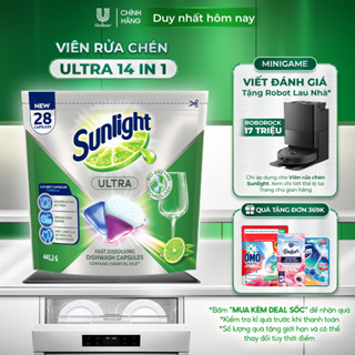 Túi Viên Rửa Chén Bát Sunlight 14 in 1 Dành Cho Máy Rửa Chén (28 Viên/Túi)