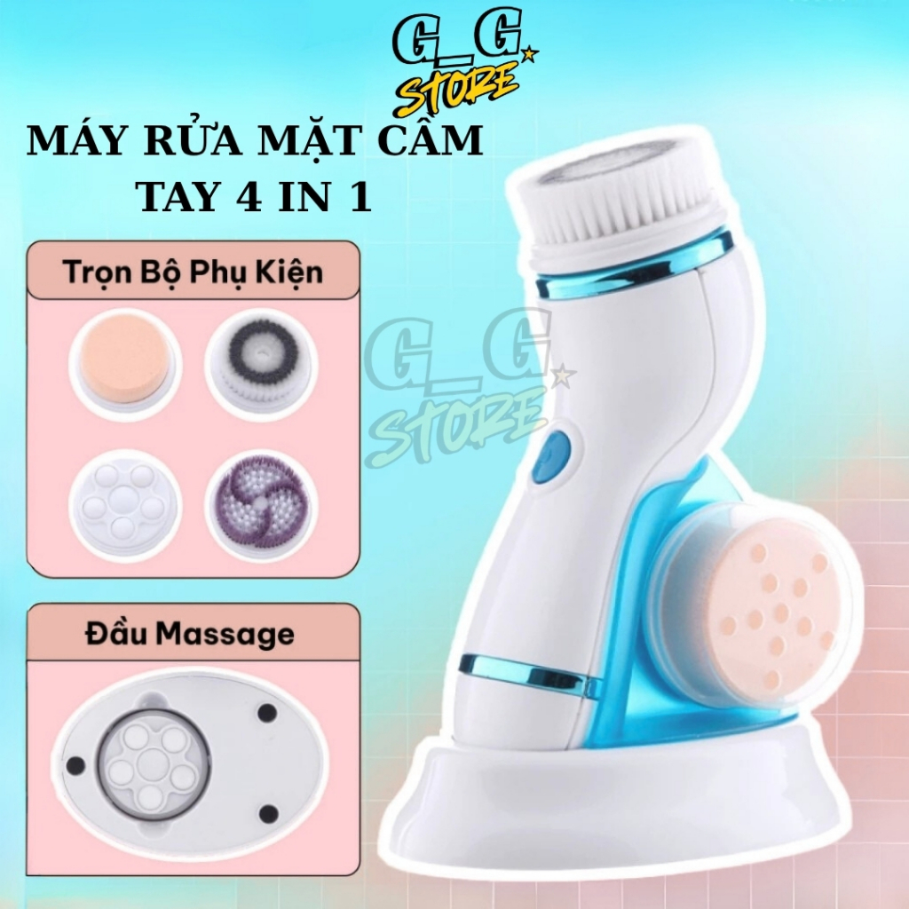 Máy Rửa Mặt Cầm Tay 4 In 1 – Làm Sạch Da, Massage Chăm Sóc Da Mặt - GGStore
