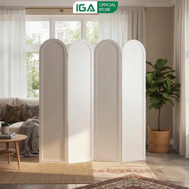 Vách ngăn phòng gấp gọn vách bình phong kín chắn phòng khách decor phòng chính hãng IGA- IG415