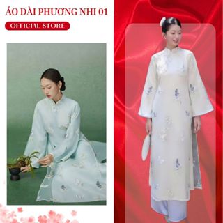 Áo Dài Hồ Điệp 4 Tà Cách Tân Dáng Xuông,Áo Dài Thêu Hồ Điệp Cổ Tròn/Cổ Cao- Áo Dài Phương Nhi