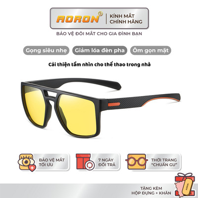 Kính Thể Thao Nam Nữ AORON Siêu Nhẹ Mắt Vàng Đi Đêm Giúp Nhìn Rõ, Giảm Chói Đèn Xe Và Gió Bụi -THV3