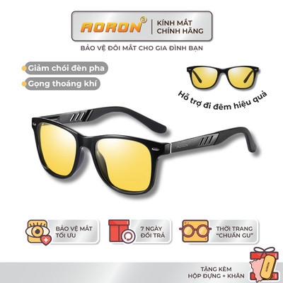 Kính Vàng Nhìn Xuyên Đêm AORON Hạn Chế Đèn Chói Đối Diện Giúp Phân Biệt Vật Cản, Cản Bụi Tránh Gió Và Côn Trùng AK127