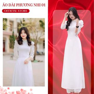 Áo Dài Trắng Kỉ Yếu Học Sinh Siêu Hót Năm 2025, Áo Dài Tay Bồng Ôm Dáng Cực Xinh - Áo Dài Phương Nhi