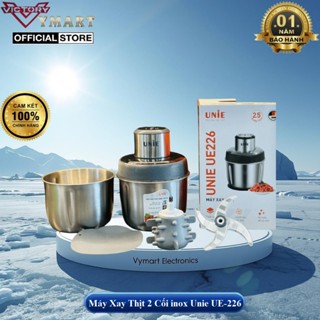 Máy Xay Thịt 2 Cối inox 2,5L Unie UE-226 ( UE226 ) , Có Lưỡi Bóc Hành Tỏi Làm Ruốc, Hàng Chính Hãng