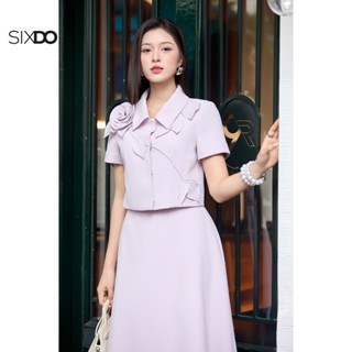 Áo vest lửng ngắn tay phối hoa 3D (Light Murrey 3D Flower Woven Blouse)