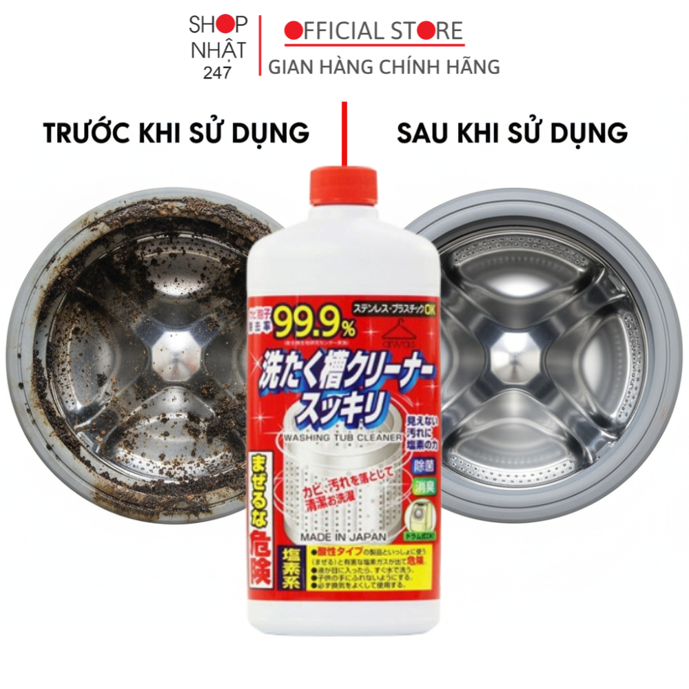 Nước tẩy vệ sinh lồng máy giặt 99.9% hàng Nội địa Nhật Bản 550ml - Kokubo